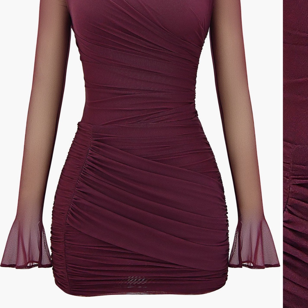 Red Asymmetrical Ruched Bodycon Dress